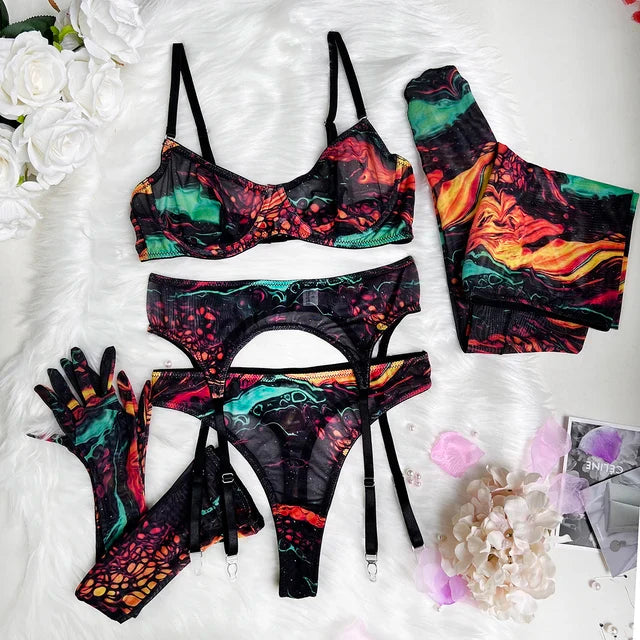 Serena | 5-delt Tie Dye Lingeri Sæt