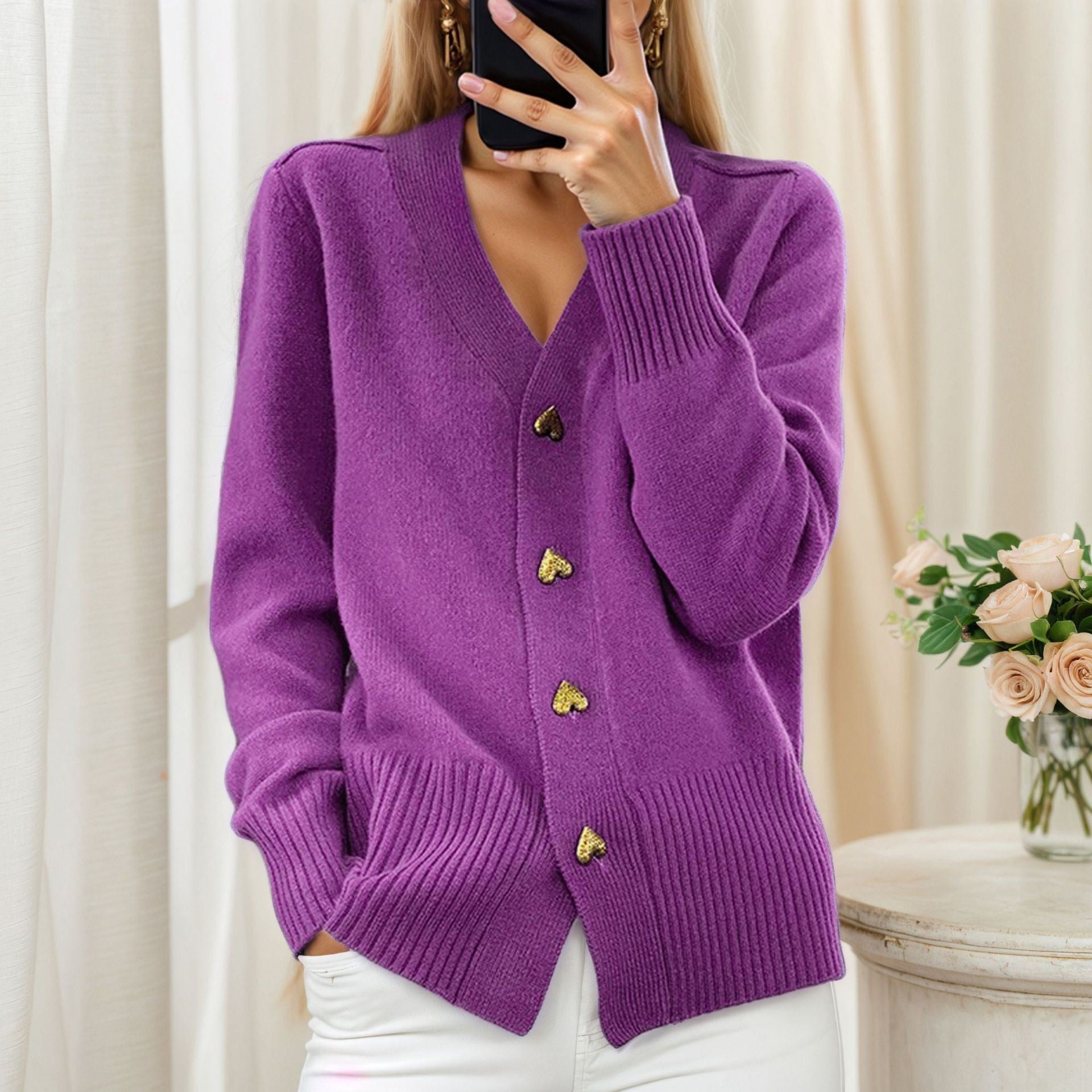 Nikoline™ | Elegant Cardigan med Hjerteknapper
