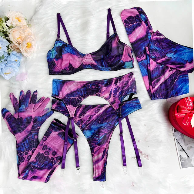 Serena | 5-delt Tie Dye Lingeri Sæt