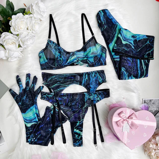 Serena | 5-delt Tie Dye Lingeri Sæt